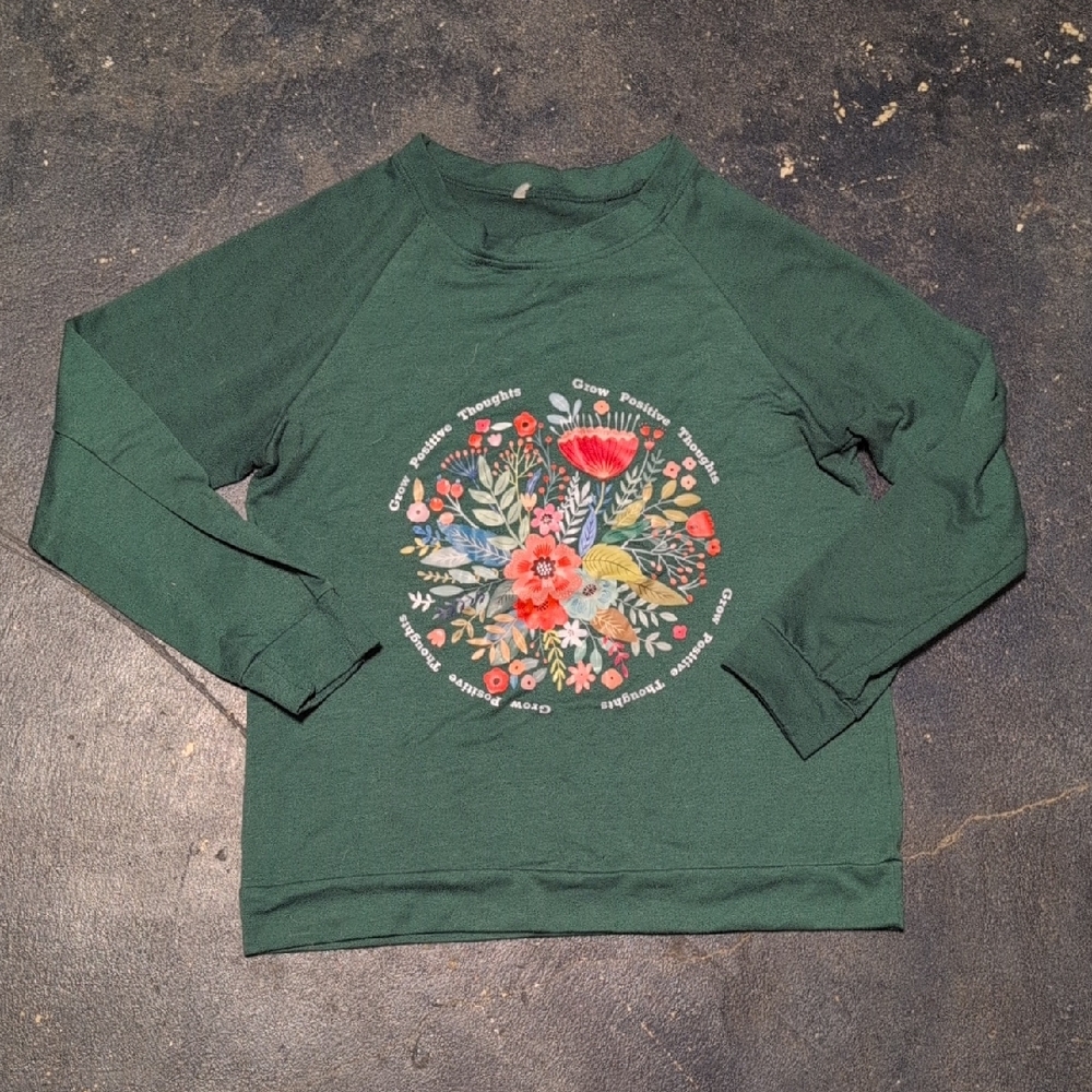 Elegant Floral Forest Green Sweater